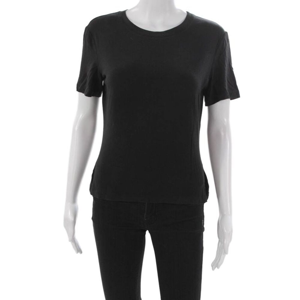 St. John Caviar Womens T-Shirt Black Viscose Round Neck Short Sleeve Size M